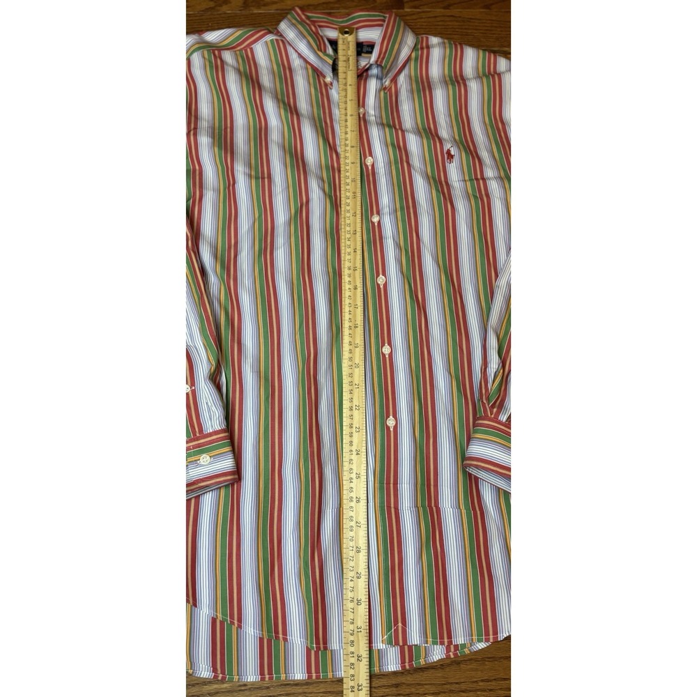 VTG Polo Ralph Lauren Mens Red Multicolor Striped Shirt Size XL Blake Colorful - Picture 6 of 7